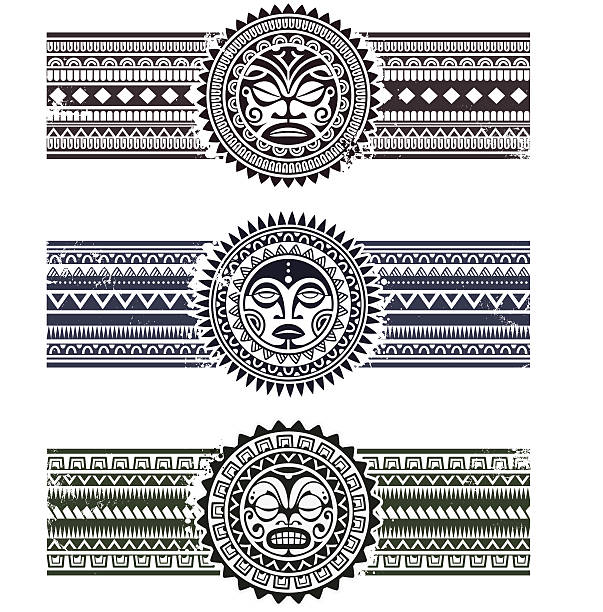 polinezyjska wzór bransoletki - polynesian culture stock illustrations