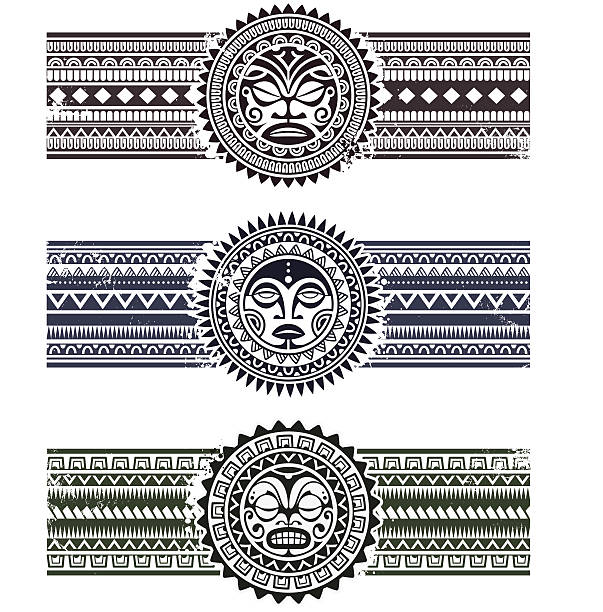 ilustrações, clipart, desenhos animados e ícones de polynesian padrão braceletes - pattern maori tattoo indigenous culture