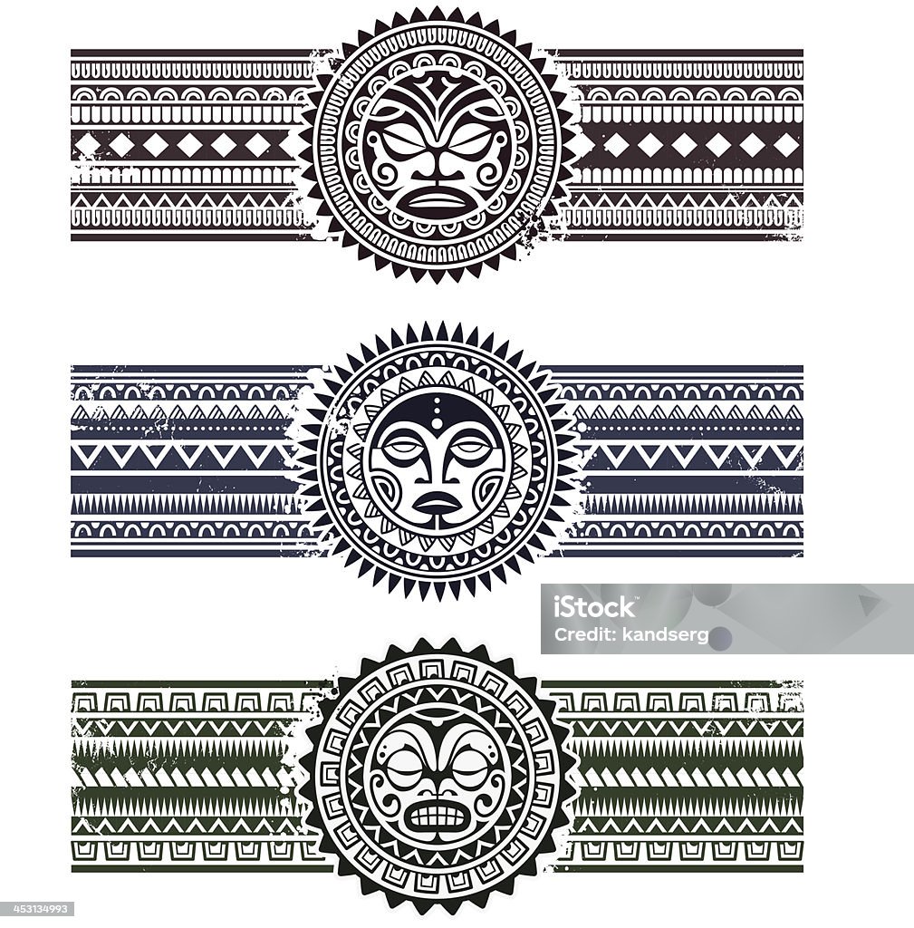 Polynesian pattern bracelets Polynesian tattoo styled masks with pattern bracelets. Vector illustration. Polynesian Culture stock vector