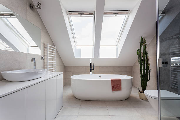 istock Urban apartment - bathroom at the attic 453141661