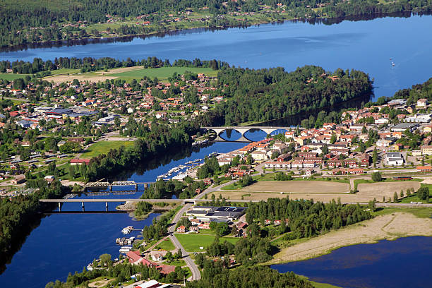 istock Small Scandinavian town - areal view 453141743
