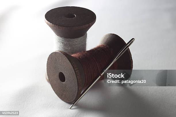 Antique Thread And Needle Stock Photo - Download Image Now - Antique, Art And Craft, Copy Space
