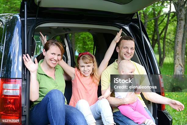 Happy Family Traveling By Car Stock Photo - Download Image Now - 30-34 Years, Adult, Baby - Human Age