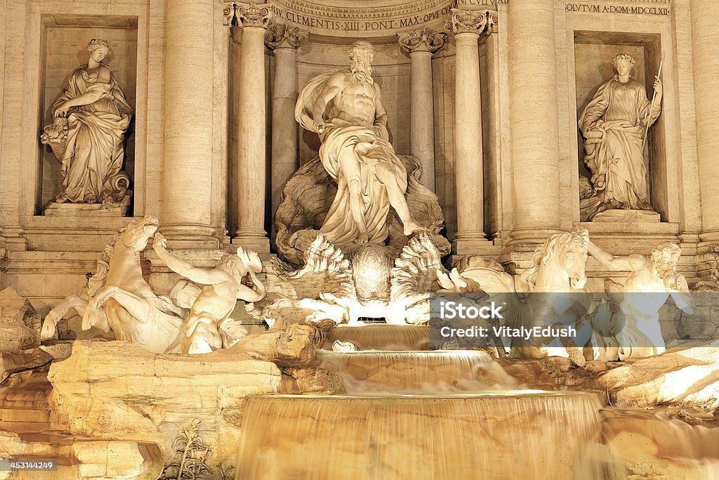 Trevi Fountain. Night scenes. Rome, 19 Fountain di Trevi - most famous Rome's fountains in the world. Italy. Night scene. Ancient Stock Photo