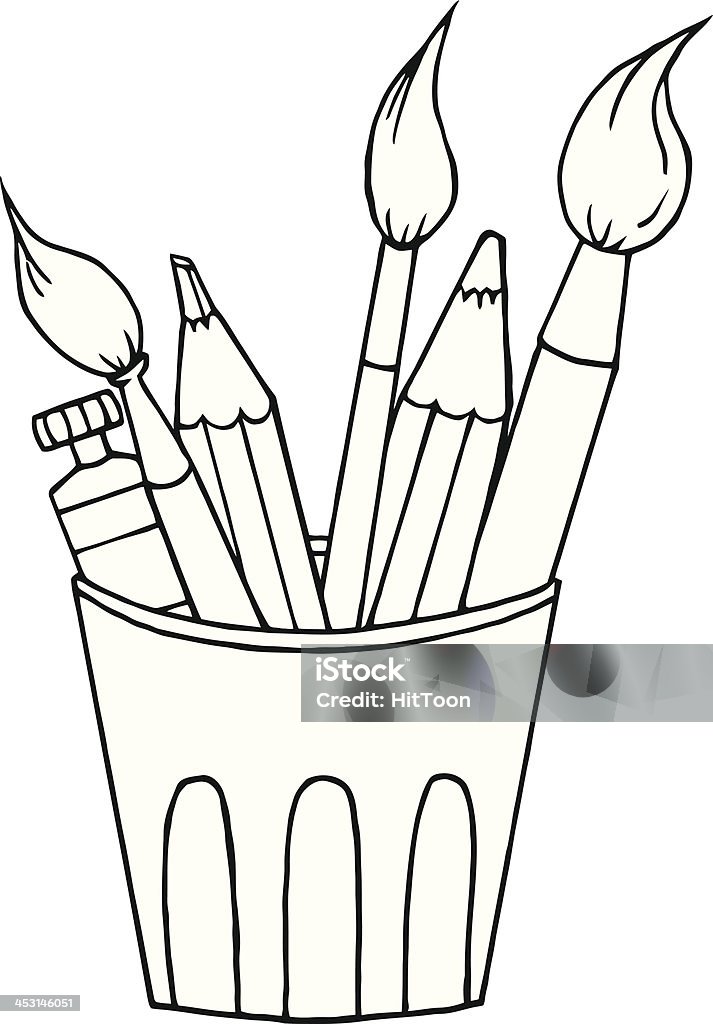 Alat Artis Hitam Putih Ilustrasi Stok - Unduh Gambar Sekarang - Citra