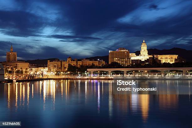 City Of Malaga At Dusk Spain Stock Photo - Download Image Now - Málaga Province, Cathedral, Málaga - Málaga Province