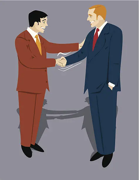 Vector illustration of Man shaking hands with another.