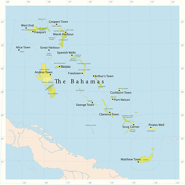 illustrations, cliparts, dessins animés et icônes de carte de vecteur aux bahamas - eleuthera island