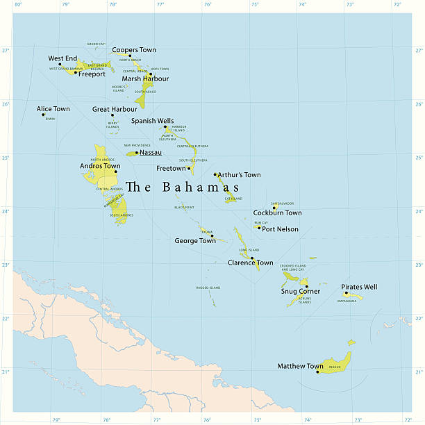 Bahamas Vector Map Detailed vector map of The Bahamas with administrative divisions. File was created on November 28, 2013. The colors in the .eps-file are ready for print (CMYK). Included files: EPS (v10) and Hi-Res JPG (5600 × 5600 px). bahamas map stock illustrations