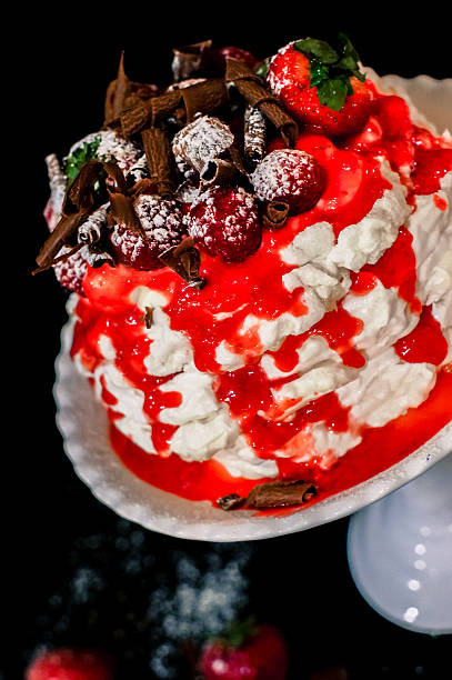 istock Pavlova berry cake with chocolate 453150935