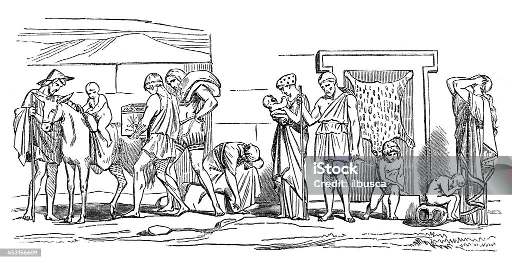 Ancienne illustration de grecque mythologique 16 chiffres (série de gravures) - Illustration de Adulte libre de droits