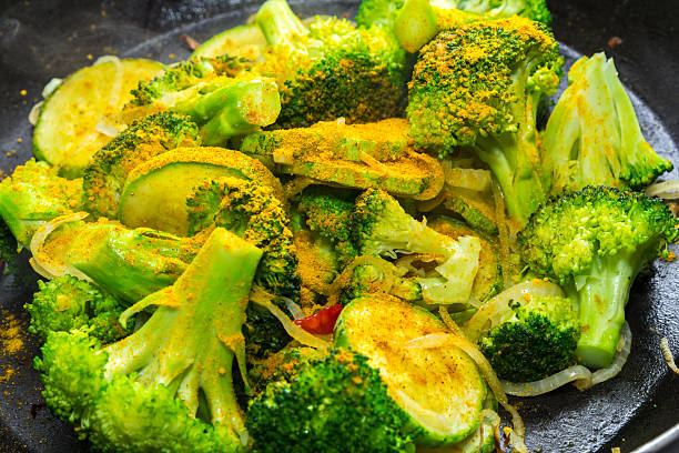 Cooking vegetarian food.