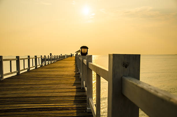 Sunset at bridge stock photo