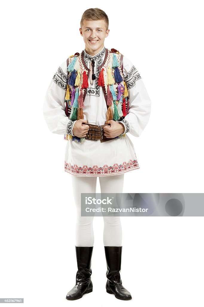 Teenager in Traditional Costume Romania Stock Photo