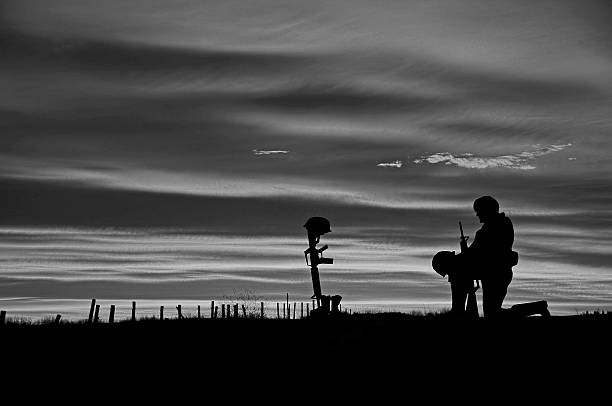 istock Grave of Fallen Soldier... Black and White 453168129