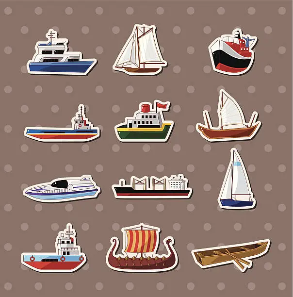 Vector illustration of boat stickers