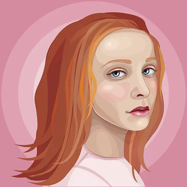 Vector illustration of Ginger girl