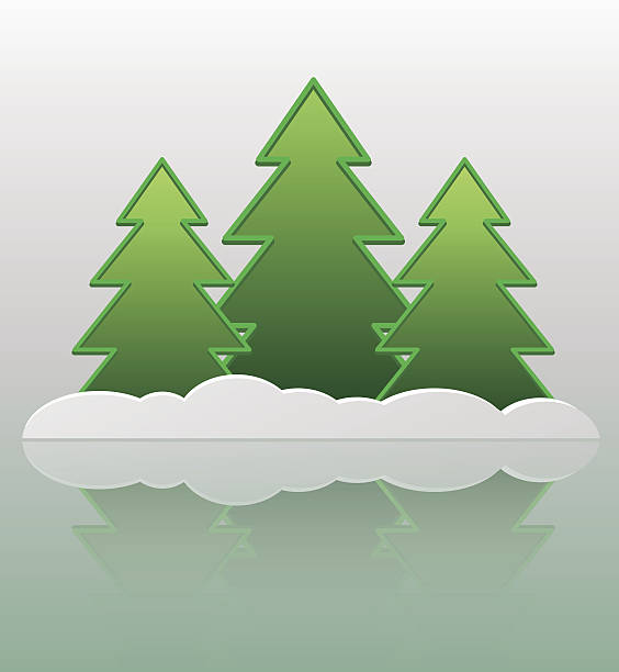 Abstract Fur-trees and snow. vector art illustration