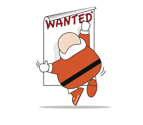 Vector illustration of Santa Claus wanted recruit new person - isolate.