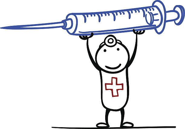 Cartoon Man With A Big Syringe Stock Illustration - Download Image Now -  Vaccination, Happiness, Cartoon - iStock