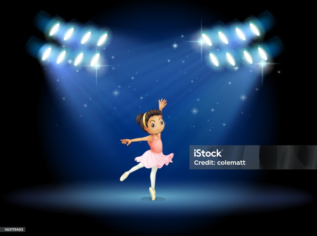 Petite fille danser avec spots ballet - clipart vectoriel de Adulte libre de droits