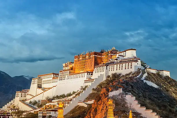 Potala Palace in Lhasa ( Tibet ) on cloudy day ( photo taken in the evening )