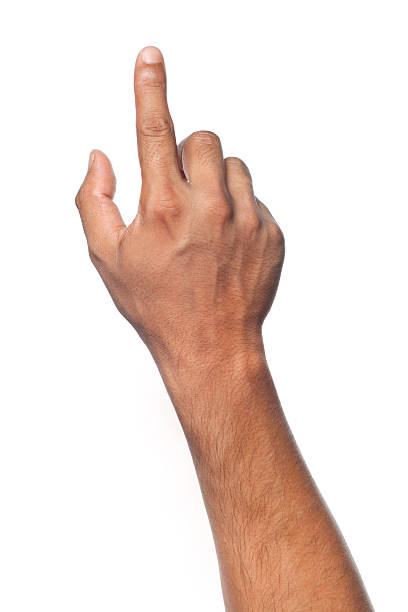 Finger pointing stock photo