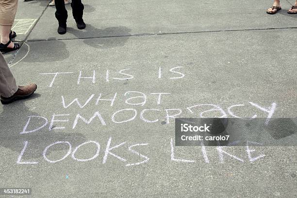 Chalk Drawing On Sidewalk Democracy America Freedom Stock Photo - Download Image Now