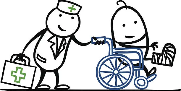 Vector illustration of Nurse and patient in wheelchair