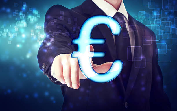 istock Businessman pointing Euro icon 453185021