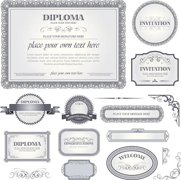 Diploma template with additional design elements vector art illustration