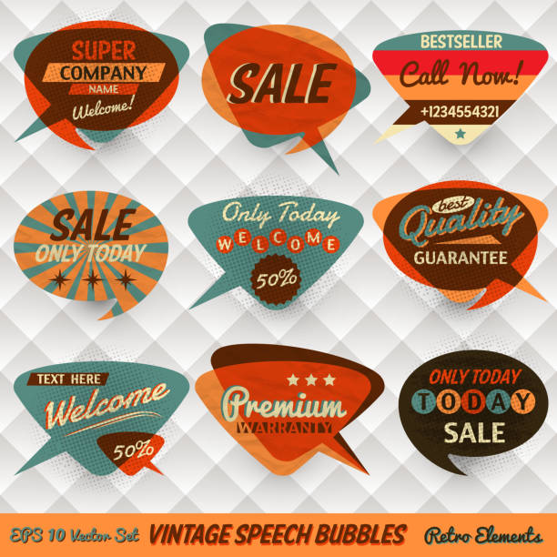 Vintage speech bubbles for shops vector art illustration