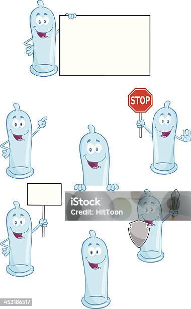 Coleção De Preservativo Mascote 1 - Arte vetorial de stock e mais imagens de Alegria - Alegria, Banda desenhada - Produto Artístico, Clip Art