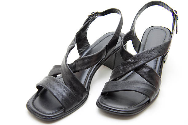 istock Black ladies sandals 453189673