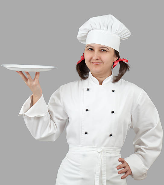 istock Female chef with a tray. 453191589