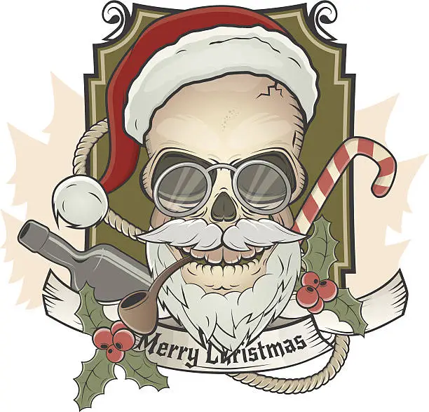 Vector illustration of santa skull