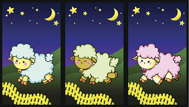 Cute Little Lambs vector art illustration