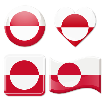 Greenland Flags & Icon Set Isolated on White