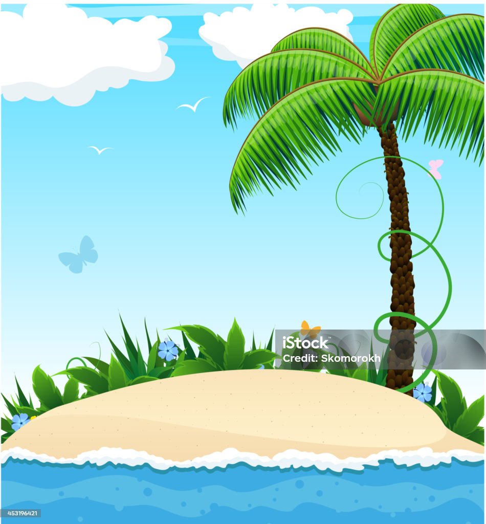 Небольшой Остров пальм - Векторная графика Необитаемый остров роялти-фри
