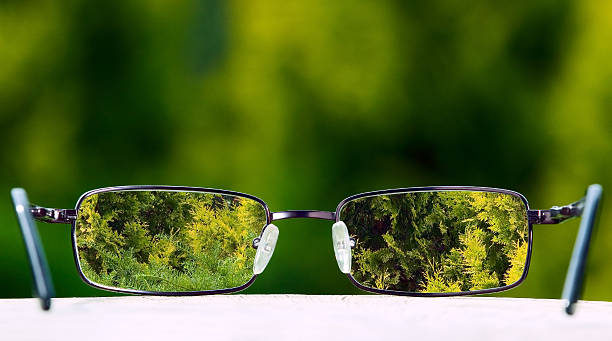 istock Eyeglasses bringing focus to a green nature background 453199127