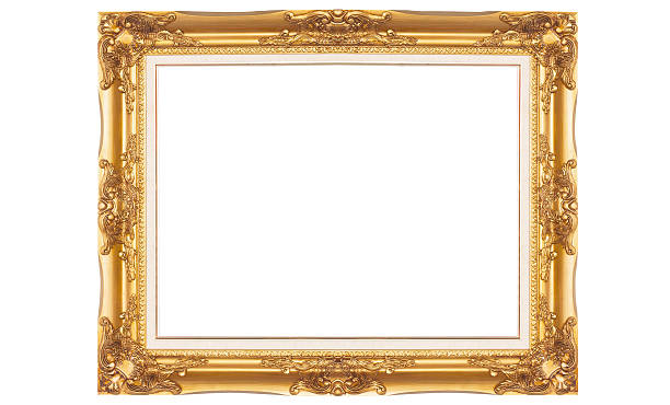 istock Golden Picture Frame isolated on the white background 453202583