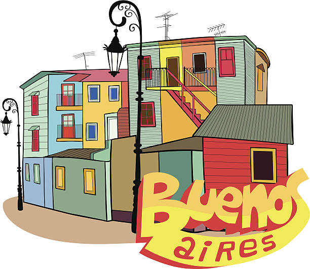 La Boca, Buenos Aires, Argentina La Boca, Buenos Aires, Argentina caminito stock illustrations