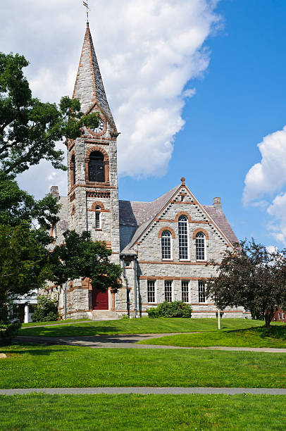 Old Campus Chapel The Old Chapel, built in 1884 is a landmark on the campus of the University of Massachusetts-Amherst university of massachusetts amherst stock pictures, royalty-free photos & images