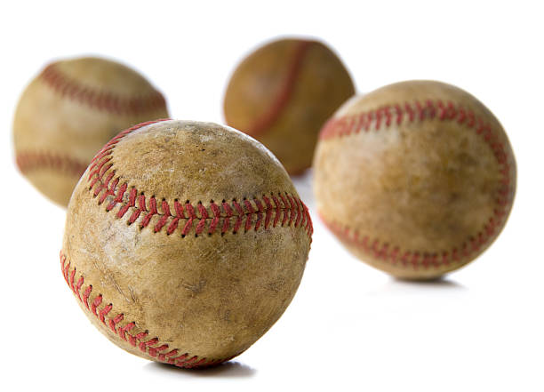istock Vintage Antique baseballs on white 453205615