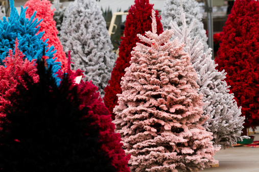 Flocked Christmas Tree with multi colors.