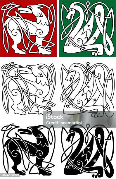 Abstrato Animais Em Estilo Celta - Arte vetorial de stock e mais imagens de Brasão - Brasão, Cultura Irlandesa, Abstrato