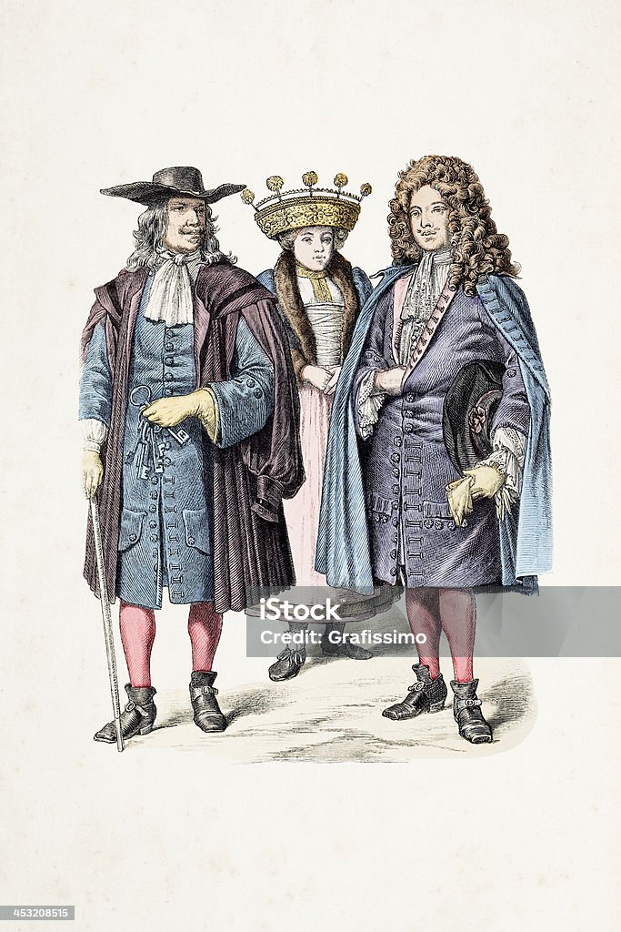 테크에서 및 bridegroom of 스트라스부르 메트로폴리스 1670 - 로열티 프리 17세기 스타일 스톡 일러스트
