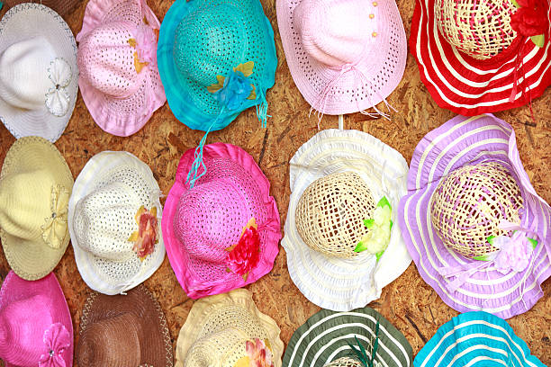 istock Set of straw woven hats 453209783