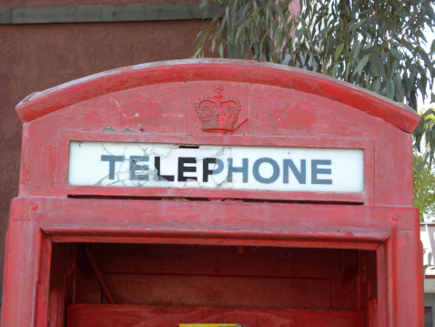London Bridge Location Lake Havasu Arizona Red English Phone Booth.