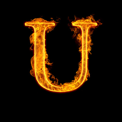 Fire Alphabet Letter U Stock Photo - Download Image Now - Abstract,  Alphabet, Black Color - iStock